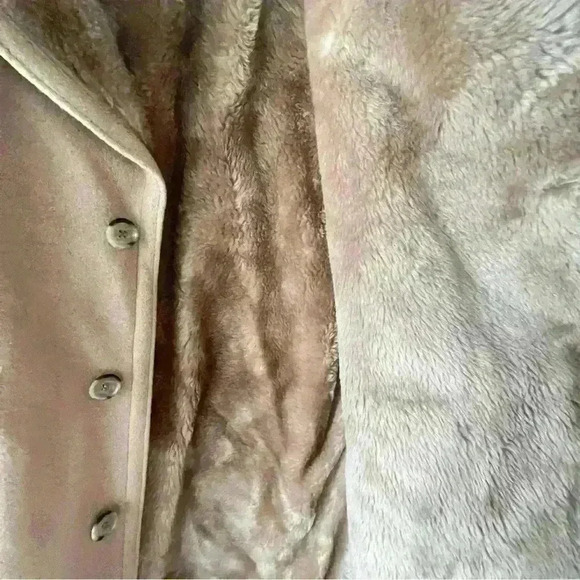 SIMPSONS VINTAGE TAN FLEECE MEN WINTER TRENCH  COAT SIZE 46 - Picture 5 of 11